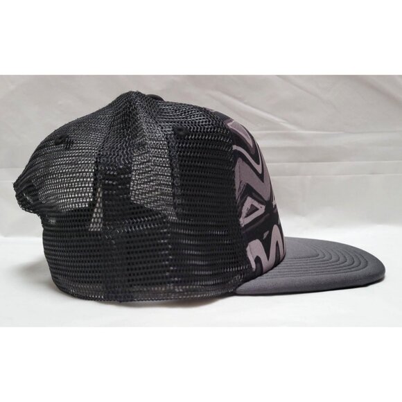 Quiksilver Black Gray Mesh Trucker Hat Abstract Print Adjustable Snapback OSFM - Picture 4 of 9